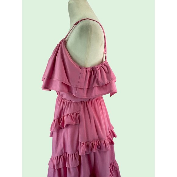 Strut & Bolt Pink Ruffle Layered Midi Sundress size medium - Picture 11 of 16